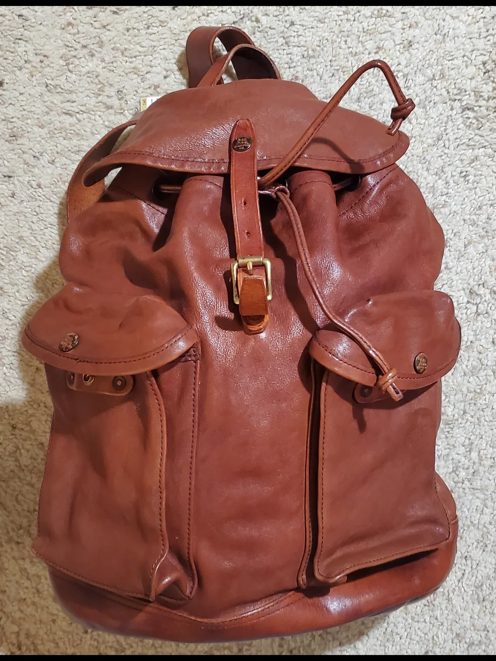 Ralph Lauren Double RL Brown Leather Backpack